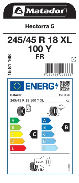 MATADOR 245/45R18 100Y XL FR HECTORRA 5 YAZ LASTİGİ ÜRETİM YILI:2025 - Resim 2