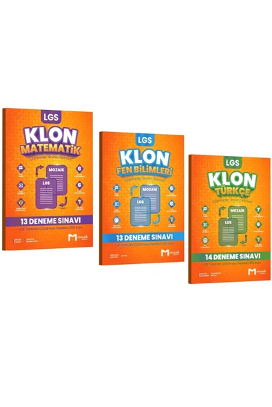 Mozaik Yayınları Mozaik Yayınları 8. Sınıf LGS Matematik Fen Bilimleri Türkçe 40'Lı Klon Branş Deneme Seti 3 Kitap - Resim 2