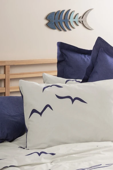 Cotton Box Maritime Çift Kişilik Nevresim Takimi Larum Lacivert - Resim 2