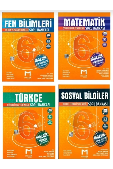 Mozaik Yayınları Mozaik 6. Sınıf Matematik Fen Türkçe Sosyal Bilgiler Soru Bankası 4'lü Set ürün görseli 1