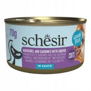 Schesir Tamamlayıcı Sardalya ile Uskumrulu Sos İçinde Kedi Konservesi 70g Skt: 06/2027 ürün görseli