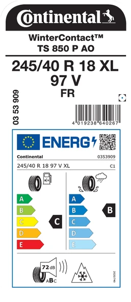 CONTİNENTAL 245/40R18 97V XL FR TS850 P AO KIŞ LASTİGİ ÜRETİM YILI:2025 - Resim 2