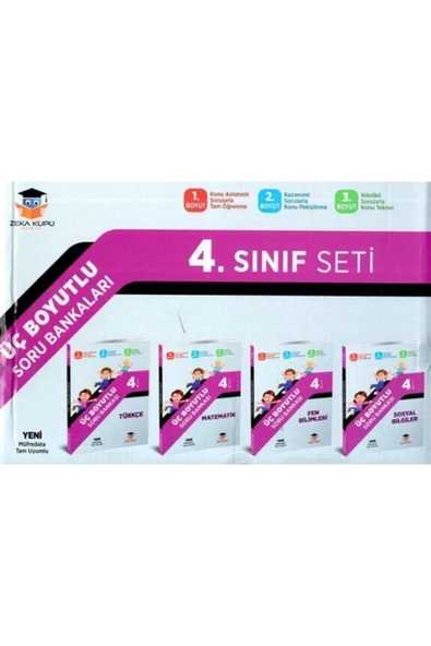 Zeka Küpü Yayınları 4. Sınıf Tüm Dersler Üç Boyutlu Soru Bankası Seti ürün görseli 1
