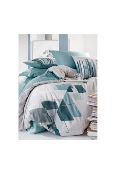 Cotton Box Modeline Çift Kişilik Nevresim Takımı Nesto Petrol - Resim 2
