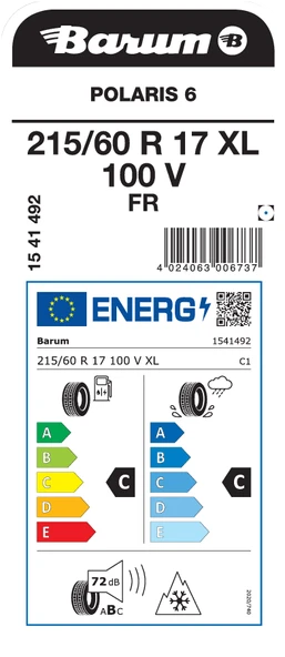 BARUM 215/60R17 100V XL FR POLARİS 6 KIŞ LASTİGİ ÜRETİM YILI:2025 - Resim 2