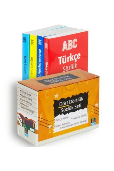 Mercan Okul Yayınları Dört Dörtlük Sözlük Seti ABC İlk ve Orta Öğretim Tdk Uyumlu (4 Kitap Kutulu)