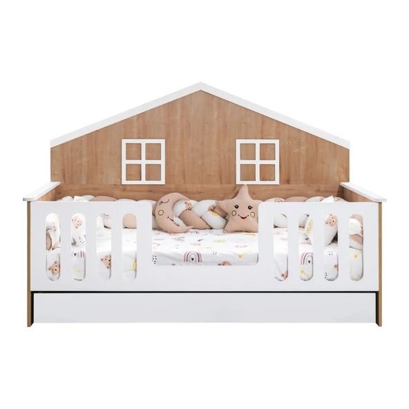 Yavrulu Karyola, Bello Yavrulu Montessori Yatak - Ceviz + 1 Adet Comfort Yatak - Resim 4