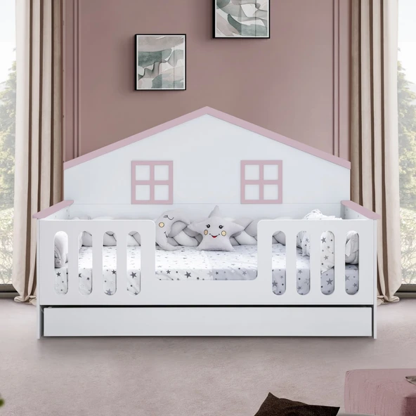 Yavrulu Karyola, Bello Yavrulu Montessori Yatak - Ceviz + 1 Adet Comfort Yatak - Resim 9