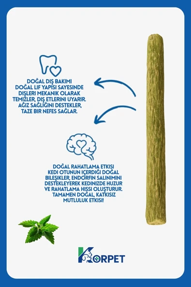 Doğal Kedi Otu Nanesi Çubuğu 3’lü | Çiğneme & Sakinleştirici Diş Temizleyici Stick | - Resim 3