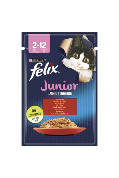 Sığır Etli Junior Yavru Kedi Islak Maması 85gr 13adet Kedi Yaş Mama Kedi Pouch Konserve - Resim 2