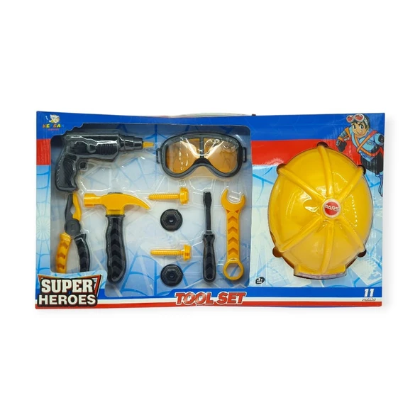 Meslek Setleri - Baretli Tamir Seti 11 Parça - Sarı - 3