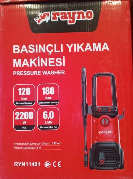 Rayno Yüksek Basınçlı Oto Yıkama Makinesi 2500W 180 Bar ürün görseli