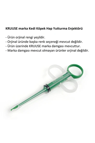Buster Kedi Köpek Hap Yutturma Enjektörü. KRUUSE. Yeşil Renk. Kıskaç Uçlu Model - 2