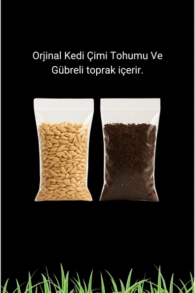 Organik Kedi Çimi Seti (FİLELİ) 2 Adet ve Üzeri alımlarda Sürpriz Mama Hediyeli - Resim 2