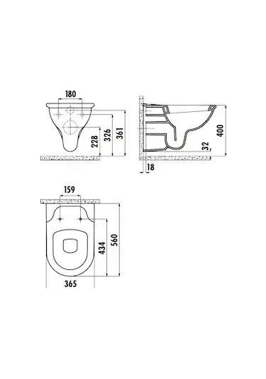 Creavit Selin Asma Klozet (SL320.00) + Tefen Klozet Kapağı (KC2201) 2'li Set - 4