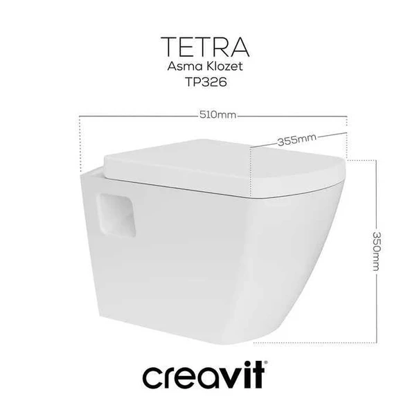 Creavit Tetra Asma Klozet (TP326.00) + Lara TP Yavaş Kapanan Kapak 2'li Set - 3
