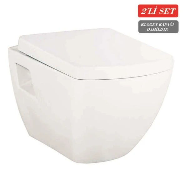 Creavit Tetra Asma Klozet (TP326.00) + Lara TP Yavaş Kapanan Kapak 2'li Set