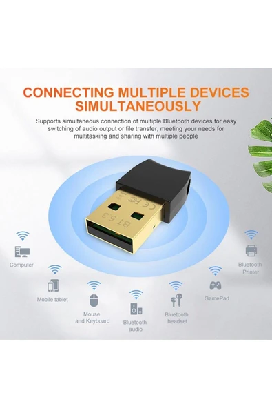 Plentiful Bluetooth V5.3 Usb Mini Bluetooth Adaptör Dongle 20mt Kablosuz Adaptör (ÇOKLU CİHAZ DESTEĞİ SAĞLAR) - 1