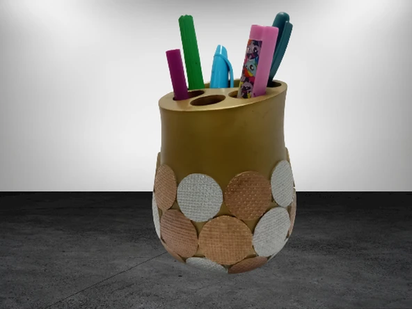 2 ADET KALEMLİK ALTIN PUANLI POLİRESİN OFİS GERECİ 9X9X10CM - 3