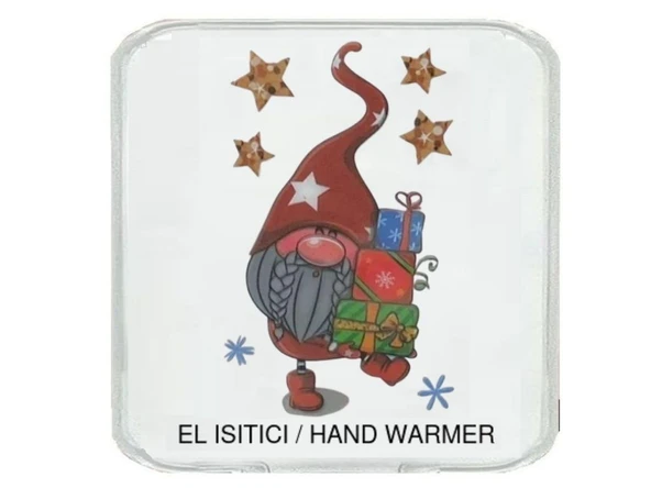 YILDIZLI NOEL CÜCESİ CEP SOBASI,EL ISITICI,SICAK SU TORBASI PVC  10x9,5cm - Resim 2