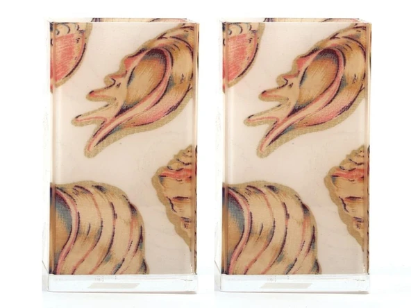 2 ADET KALEMLİK İSTİRİDYE DESENLİ OFİS GERECİ 6X6X12CM 300ML - 3