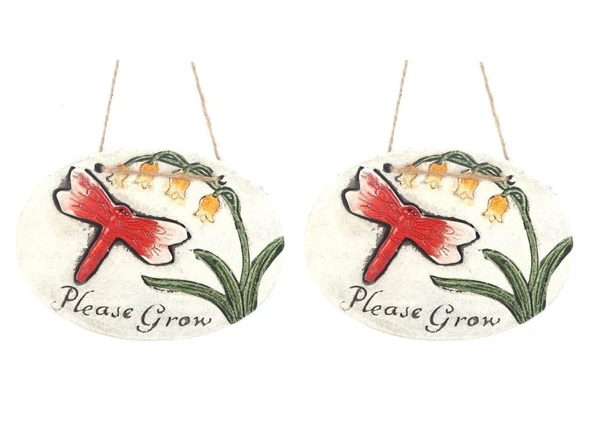 2 ADET ASILABİLİR BALKON VE BAHÇE SÜSÜ KIRMIZI YUSUFÇUK DESENLİ OVAL 17X15X1,3CM DUVAR SÜSÜ,TAŞI BALKON,BAHÇE VE ODA DEKOR  HOŞGELDİNİZ TABLO,TABELA - 1