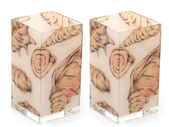 2 ADET KALEMLİK İSTİRİDYE  DESENLİ OFİS GERECİ 6X6X12CM 300ML - 2