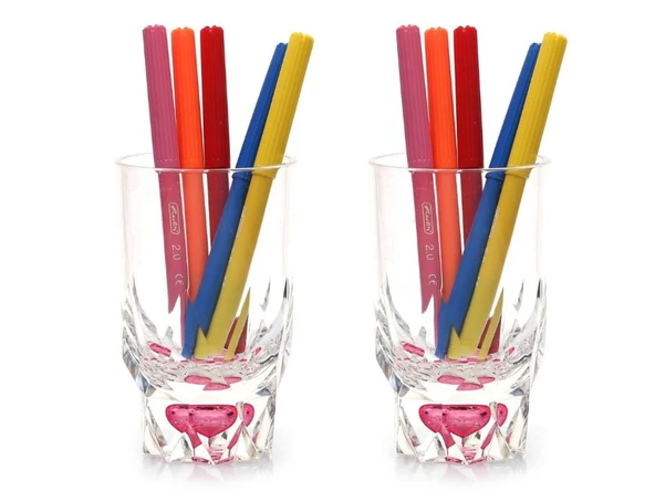 2 ADET KALEMLİK KRİSTAL DAMLALI KIRMIZI AKRİLİK OFİS GERECİ 7X7X13CM ürün görseli