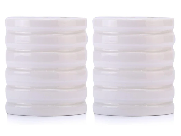 2 ADET SERAMİK DİŞ FIRÇALIK OVAL ÇİZGİLİ MODEL 9X6X11CM BANYO SETİ - 3