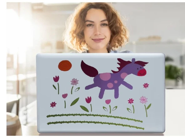 2 ADET DEFTER STİCKER,LAPTOP STİCKER KÜÇÜK AT DESENLİ PVC 70X50X0,5CM