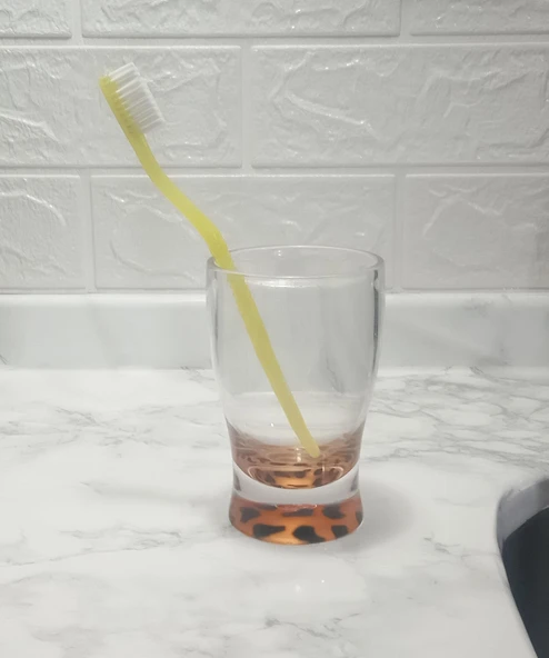 2 ADET DİŞ FIRÇALIK MACUN KABI LEOPAR AKRİLİK 6X6X11CM 270ML BANYO SETİ - Resim 2