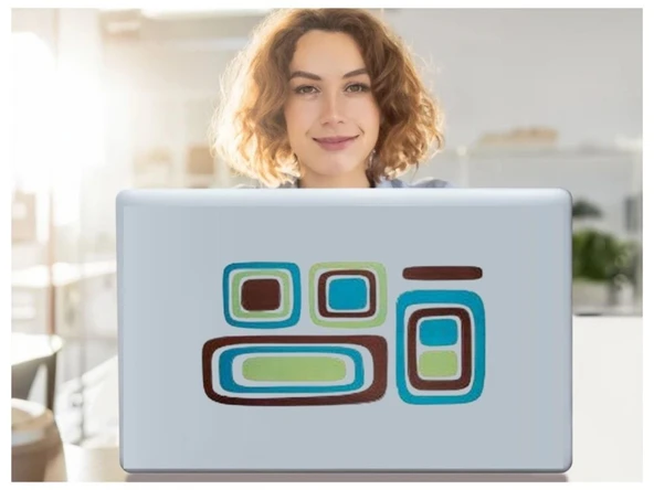 2 ADET DEFTER STİCKER,LAPTOP STİCKER KARELİ MAVİ,YEŞİL DESEN PVC 61X30X0,5CM