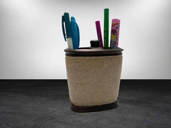 2 ADET KALEMLİK BRONZ KUMLU POLİRESİN OFİS GERECİ  10X12X5CM - 3