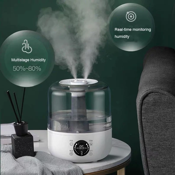 Akıllı Hava Nemlendirici 3 Litre | Uzaktan Kumandalı, Zaman Ayarlı, 3 Kademeli Yüksek Buhar Gücü, Ortam Nem Göstergeli Aroma Difüzör - 7