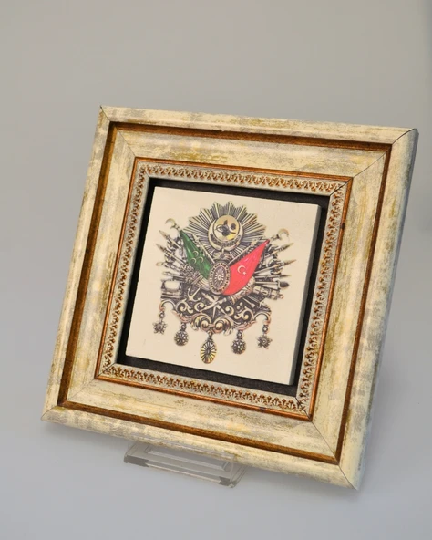 Doğal Taş Üzerine Osmanlı Arması Şık Tablo – 20x20 cm Dekoratif İslami Hediyelik - 6
