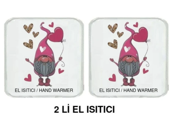 2 ADET KALPLİ NOEL CÜCESİ CEP SOBASI,EL ISITICI,SICAK SU TORBASI PVC  10x9,5cm - Resim 3