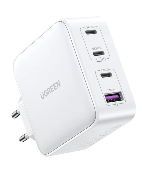 UGREEN Nexode GaN X 100W Hızlı Şarj Cihazı 4 Portlu PD QC 3xUSB-C, 1xUSB-A, Beyaz, 15337 - Resim 2