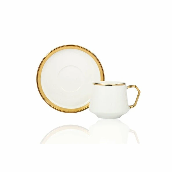 Çiftçiler Kahve Fincan Takımı 6 Kişilik Beyaz Gold