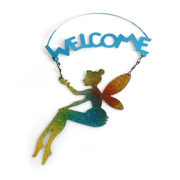 2 Adet Balkon Ve Bahçe Hoşgeldiniz Tabelası,Melek Figürlü 30x18x0,5cm - Resim 3