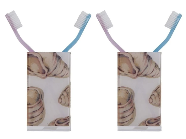 2 ADET DİŞ FIRÇALIK VE MACUN KABI İSTİRİDYE AKRİLİK 6X6X12CM 300ML BANYO SETİ ürün görseli