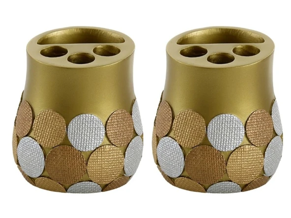 2 ADET KALEMLİK ALTIN PUANLI POLİRESİN OFİS GERECİ 9X9X10CM - 2