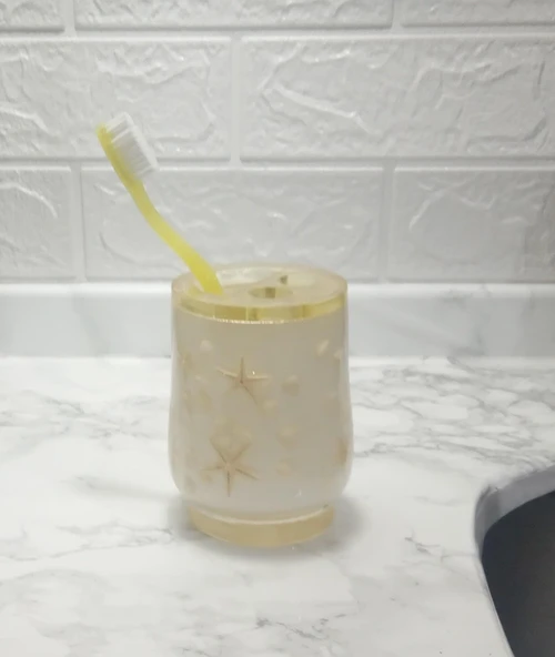 2 ADET DİŞ FIRÇALIK DENİZ YILDIZI EL YAPIMI 400 GR 7X7X10CM BANYO SETİ - Resim 2