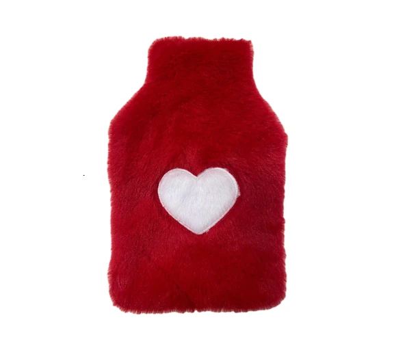 SICAK SU TORBASI PELUŞ KALPLİ,KIRMIZI TERMOFOR 27X17X2CM 1 LİTRE - 2
