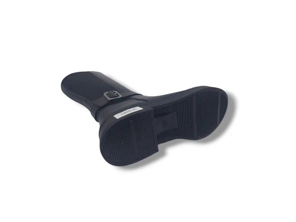 Zerhan 1907 Kadın Siyah Uzun Fermuarlı Alçak Topuklu Çizme - Resim 5