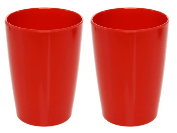 2 ADET KALEMLİK KIRMIZI RENKLİ MELAMİN OFİS GERECİ 8X8X11CM 320ML - 2