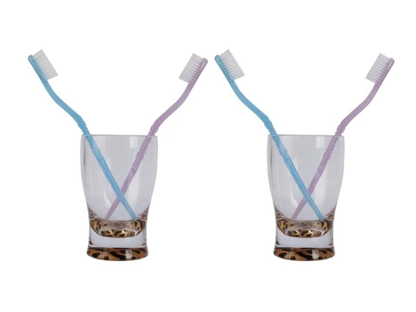 2 ADET DİŞ FIRÇALIK MACUN KABI LEOPAR AKRİLİK 6X6X11CM 270ML BANYO SETİ ürün görseli