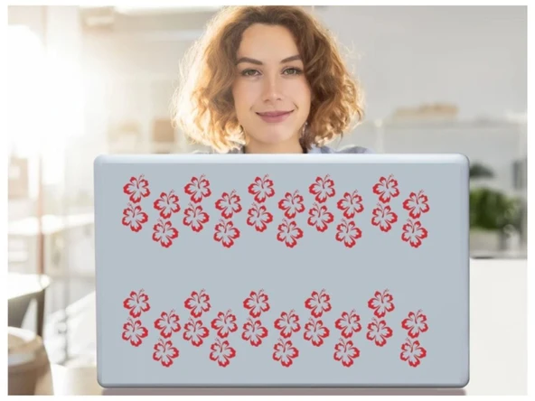 2 ADET DEFTER STİCKER,LAPTOP STİCKER PEMBE ÇİÇEKLİ PVC 48X33X0,5CM