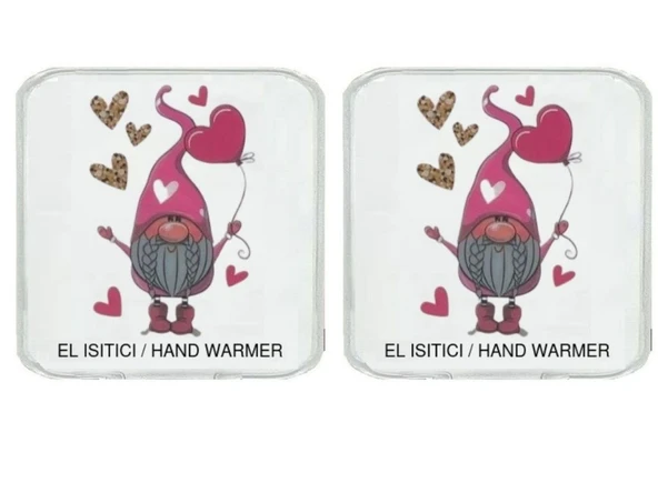 2 ADET KALPLİ NOEL CÜCESİ CEP SOBASI,EL ISITICI,SICAK SU TORBASI PVC  10x9,5cm - Resim 2