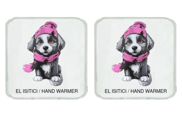 2 ADET KIRMIZI BERELİ KÖPEK CEP SOBASI,EL ISITICI,SICAK SU TORBASI PVC  10x9,5cm - Resim 2