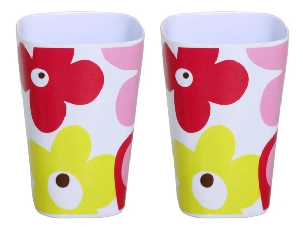 2 ADET KALEMLİK KIRMIZI PAPATYA DESENLİ OFİS GERECİ 7X7X11CM 300ML - 2